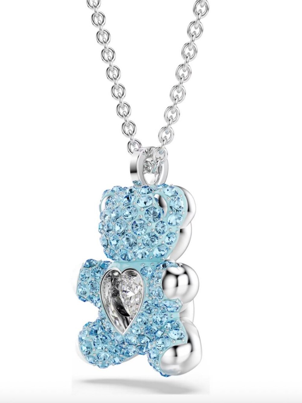Swarovski Teddy pendant Bear, Blue, Rhodium plated